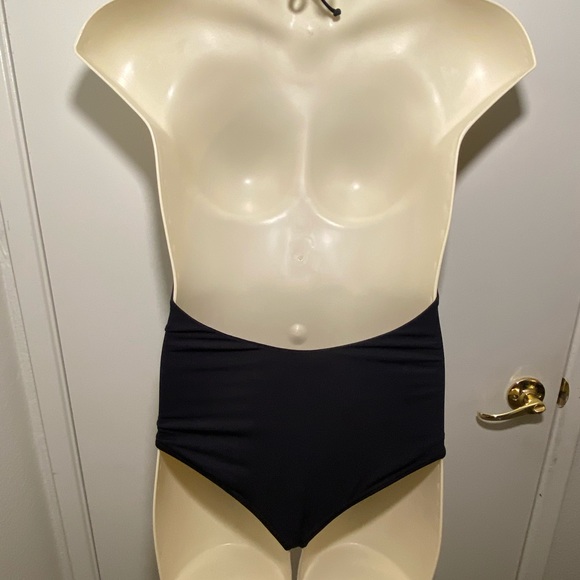 Black one piece swimsuit with nude inner lining - Picture 3 of 4